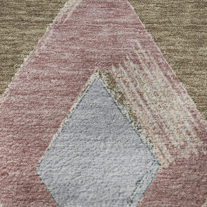 HomeRoots 8' X 10' Geometric Area Rug in Brown, Blue & Beige - Washable, UV Resistant & Perfect for Active Homes! 710679