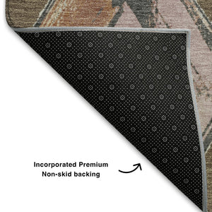 HomeRoots 10' X 14' Stylish Brown, Blue & Beige Geometric Washable Area Rug with UV Protection for Homes 710681