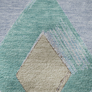 HomeRoots 8' X 10' Washable Geometric Area Rug in Denim Blue, Charcoal & Mauve – UV Protected, Pet-Friendly Design 710685
