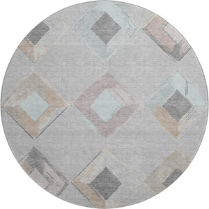 HomeRoots 8' X 10' Washable Geometric Area Rug in Gray, Beige & Charcoal - Stain-Resistant & UV Protected! 710691
