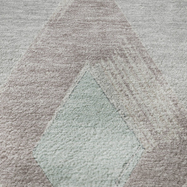 HomeRoots 8' X 10' Washable Geometric Area Rug in Gray, Beige & Charcoal - Stain-Resistant & UV Protected! 710691