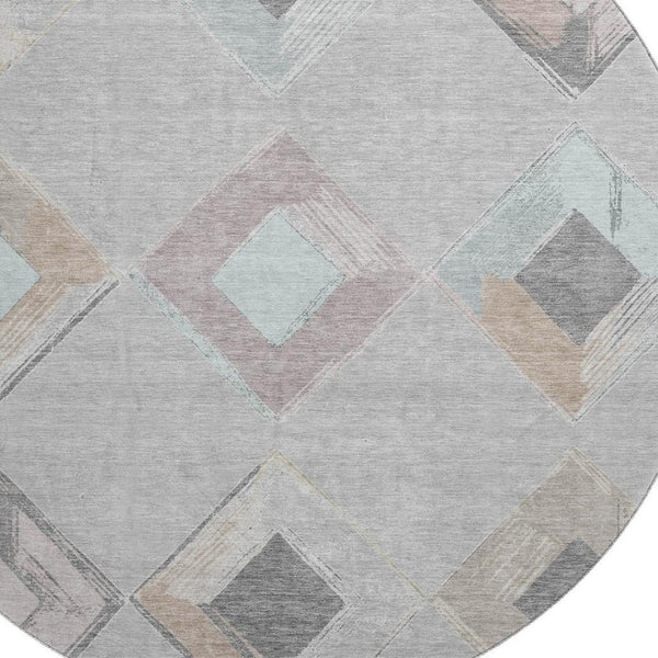 HomeRoots 8' X 10' Washable Geometric Area Rug in Gray, Beige & Charcoal - Stain-Resistant & UV Protected! 710691