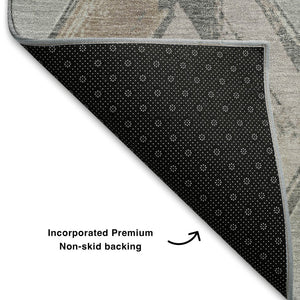HomeRoots 9' Geometric Area Rug in Gray, Beige & Charcoal – Washable, UV-Protected, Durable & Stylish Design 710692