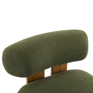 English Elm 27.25" Boucle Lounge Chair Solid Wood Frame Rolled Back Sculptural Living Room Accent N767P354792G