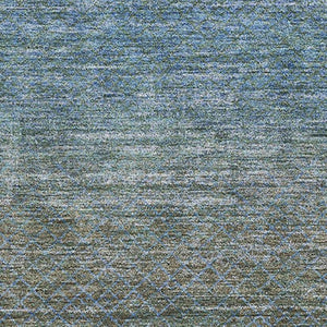 HomeRoots 8' Modern Geometric Washable Round Rug in Blue and Taupe – Durable, UV-Protected, Non-Slip Design 710702