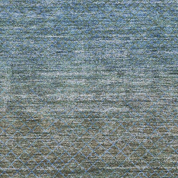 HomeRoots 8' Modern Geometric Washable Round Rug in Blue and Taupe – Durable, UV-Protected, Non-Slip Design 710702