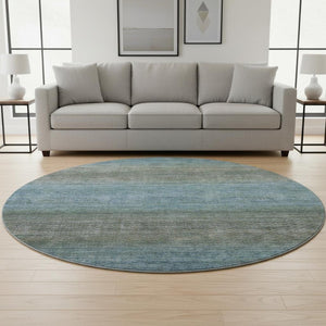 HomeRoots 8' X 10' Geometric Washable Area Rug in Blue & Taupe – Durable, Stain Resistant, UV Protected Style! 710703