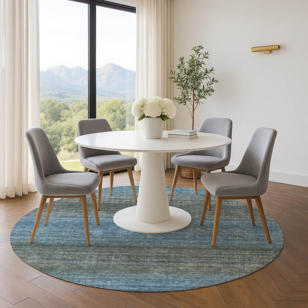 HomeRoots 8' X 10' Geometric Washable Area Rug in Blue & Taupe – Durable, Stain Resistant, UV Protected Style! 710703