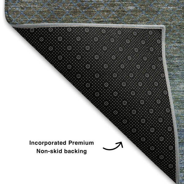 HomeRoots 8' X 10' Geometric Washable Area Rug in Blue & Taupe – Durable, Stain Resistant, UV Protected Style! 710703