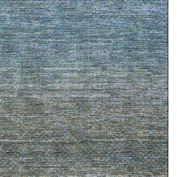 HomeRoots 9' Blue and Taupe Geometric Area Rug – Washable, UV Protected, Pet-Friendly, Modern Design for Homes 710704