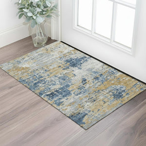 HomeRoots 5' X 8' Eggplant and Brown Geometric Area Rug – Washable, UV-Protected, Durable for Modern Spaces! 710707