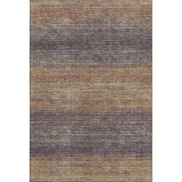 HomeRoots 5' X 8' Eggplant and Brown Geometric Area Rug – Washable, UV-Protected, Durable for Modern Spaces! 710707