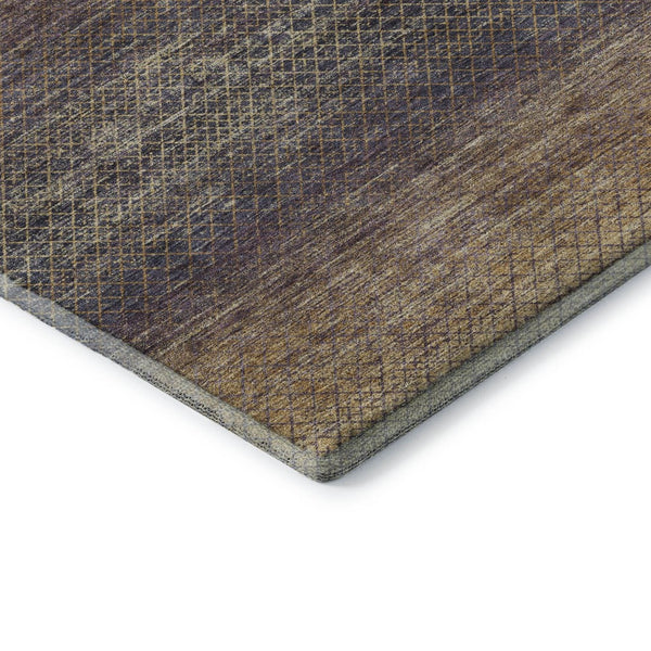 HomeRoots 5' X 8' Eggplant and Brown Geometric Area Rug – Washable, UV-Protected, Durable for Modern Spaces! 710707
