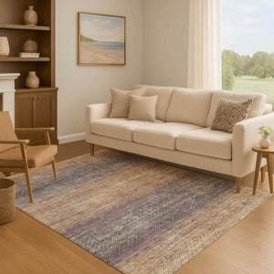 HomeRoots 5' X 8' Eggplant and Brown Geometric Area Rug – Washable, UV-Protected, Durable for Modern Spaces! 710707