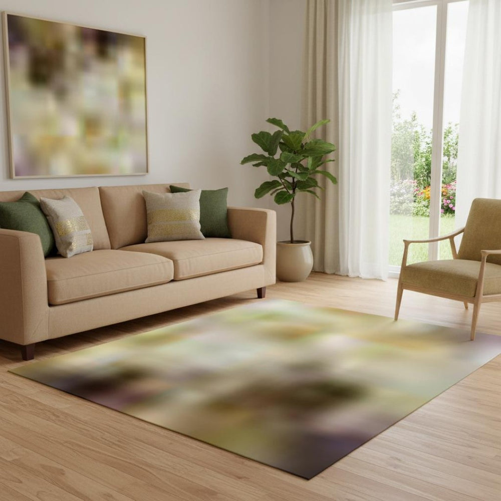 HomeRoots 8' Eggplant & Brown Geometric Washable Round Rug - Durable, UV-Protected, Stylish for Any Space 710708