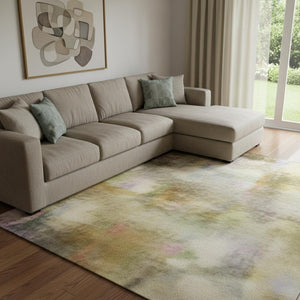 HomeRoots 9' X 12' Eggplant & Brown Geometric Washable Area Rug - UV Protected, Stain Resistant, Non-Slip Design 710710