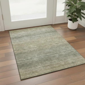 HomeRoots 5' X 8' Fern Green & Gray Geometric Area Rug - Washable, UV Protected, Durable for Homes with Kids & Pets 710713