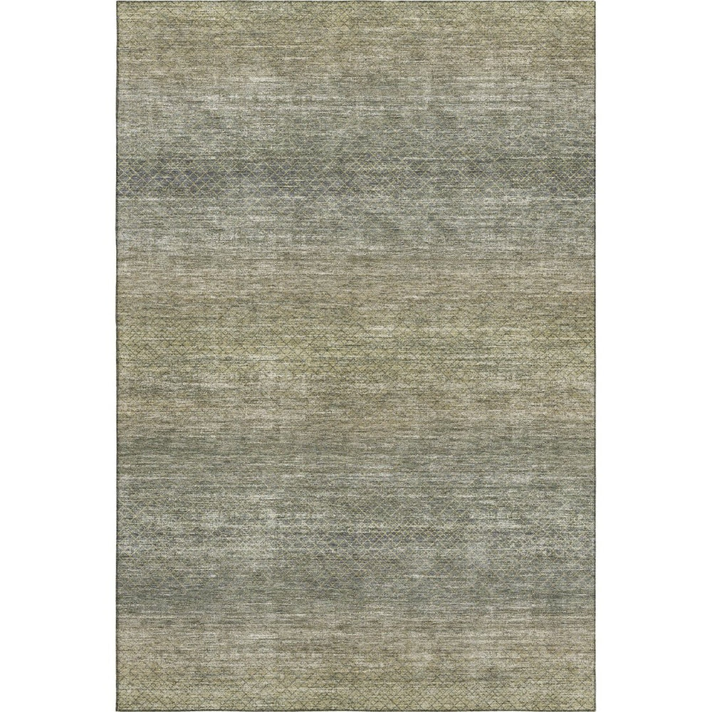 HomeRoots 5' X 8' Fern Green & Gray Geometric Area Rug - Washable, UV Protected, Durable for Homes with Kids & Pets 710713