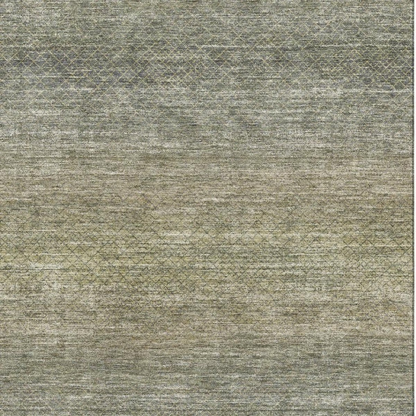 HomeRoots 8' Contemporary Fern Green & Gray Geometric Washable Round Rug with UV Protection for Busy Homes 710714
