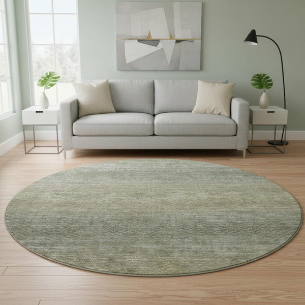 HomeRoots 8' X 10' Fern Green & Gray Geometric Area Rug - Washable, UV-Protected, Durable for Modern Living Spaces 710715