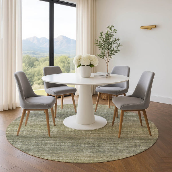 HomeRoots 8' X 10' Fern Green & Gray Geometric Area Rug - Washable, UV-Protected, Durable for Modern Living Spaces 710715