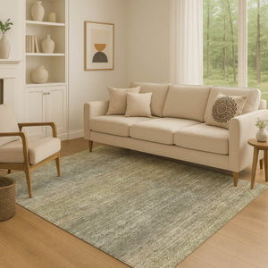 HomeRoots 10' X 14' Fern Green & Gray Geometric Area Rug - Washable, UV-Protected, Stylish, Durable Design 710717