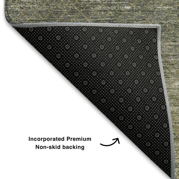HomeRoots 10' X 14' Fern Green & Gray Geometric Area Rug - Washable, UV-Protected, Stylish, Durable Design 710717
