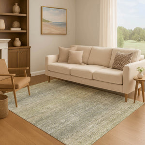 HomeRoots 10' X 14' Fern Green & Gray Geometric Area Rug - Washable, UV-Protected, Stylish, Durable Design 710717