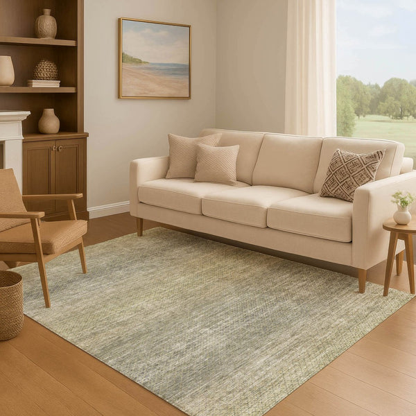 HomeRoots 10' X 14' Fern Green & Gray Geometric Area Rug - Washable, UV-Protected, Stylish, Durable Design 710717