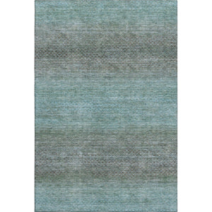 HomeRoots 8' Teal and Brown Geometric Washable Round Rug – Durable, UV Protected, Modern Design for Any Space 710720