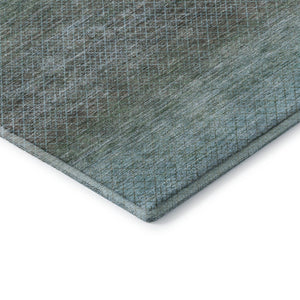 HomeRoots 8' Teal and Brown Geometric Washable Round Rug – Durable, UV Protected, Modern Design for Any Space 710720