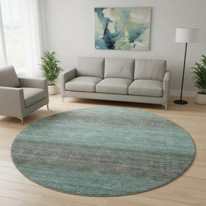 HomeRoots 8' X 10' Teal and Brown Geometric Area Rug - Washable, UV Protected, Durable for Busy Homes & Pets 710721
