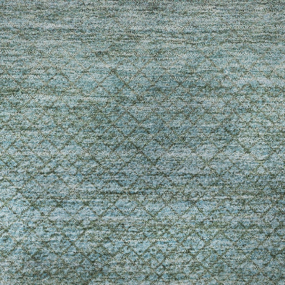 HomeRoots 10' Teal and Brown Geometric Area Rug - Washable, UV Protected, Stylish & Durable for High-Traffic Areas 710723