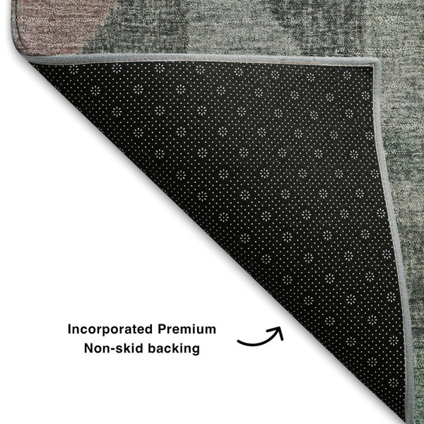 HomeRoots 5' X 8' Blush Green & Ivory Geometric Area Rug - Washable, UV Protected, Stain Resistant for Homes 710725