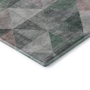 HomeRoots 8' Blush Green & Ivory Geometric Washable Round Rug – UV Resistant, Soft, Stylish & Durable Décor Piece 710726