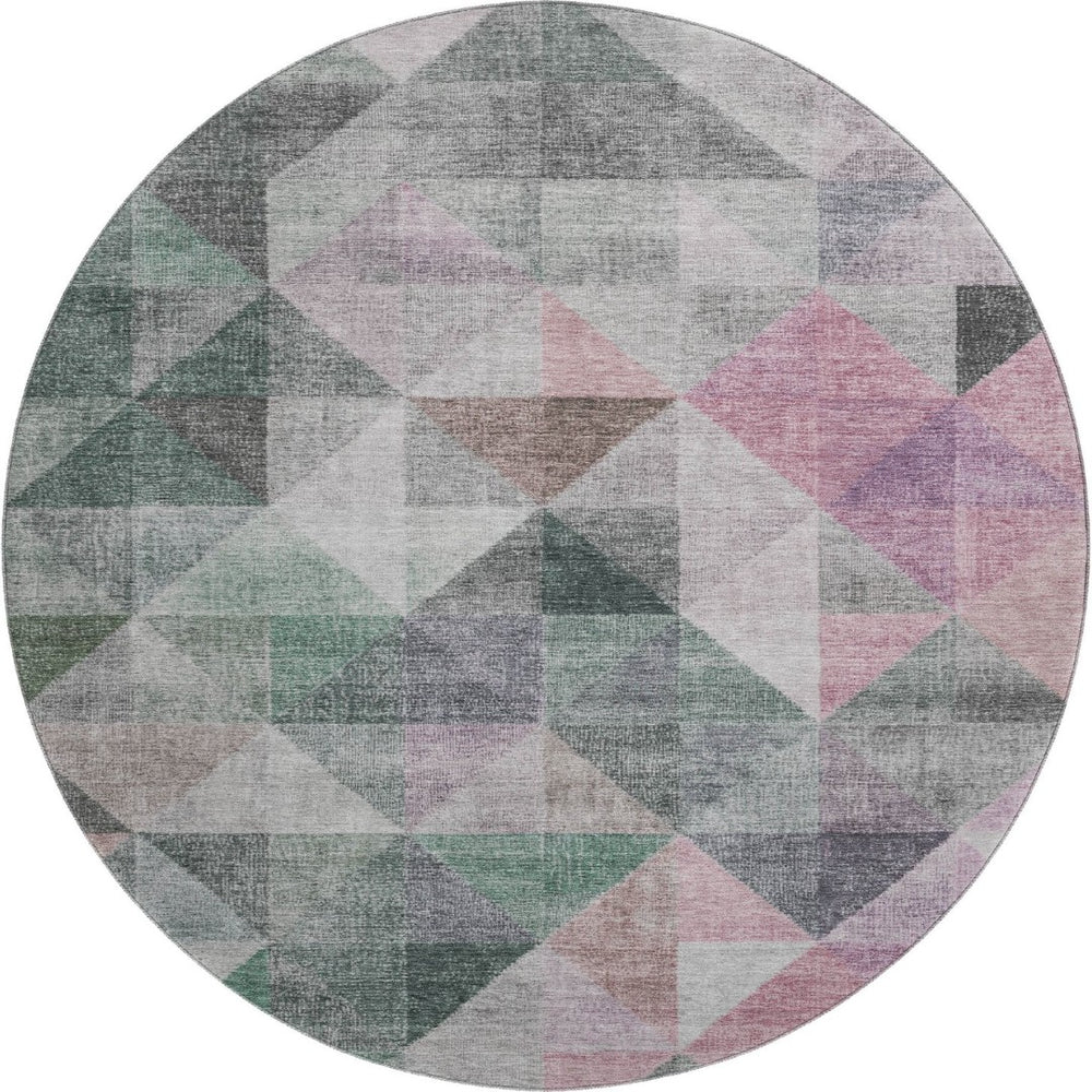 HomeRoots 8' X 10' Blush Green Ivory Geometric Area Rug – Washable, UV Protected, Stylish for Any Space! 710727