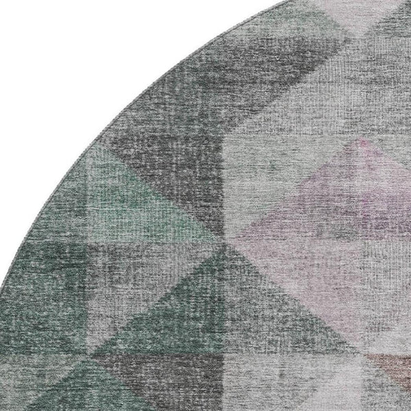 HomeRoots 8' X 10' Blush Green Ivory Geometric Area Rug – Washable, UV Protected, Stylish for Any Space! 710727