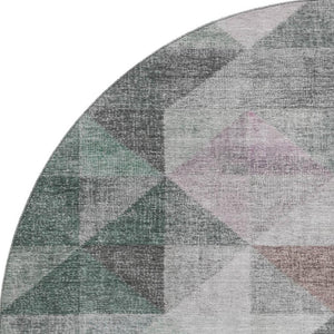 HomeRoots 8' X 10' Blush Green Ivory Geometric Area Rug – Washable, UV Protected, Stylish for Any Space! 710727