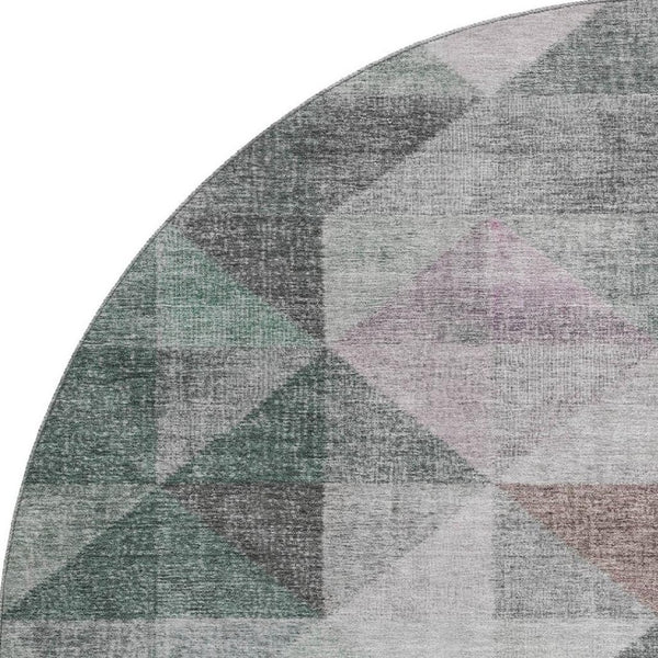 HomeRoots 8' X 10' Blush Green Ivory Geometric Area Rug – Washable, UV Protected, Stylish for Any Space! 710727