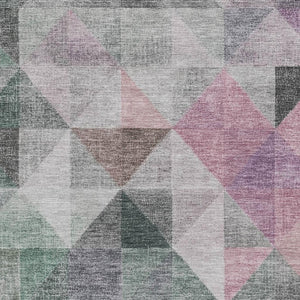 HomeRoots 10' X 14' Blush Green & Ivory Geometric Area Rug - Washable, UV-Protected, Non-Slip for Busy Homes 710729