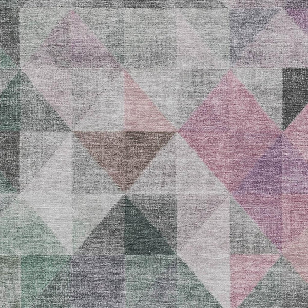 HomeRoots 10' X 14' Blush Green & Ivory Geometric Area Rug - Washable, UV-Protected, Non-Slip for Busy Homes 710729