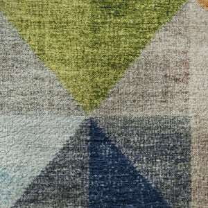 HomeRoots 8' X 10' Modern Beige Blue Orange Geometric Area Rug - Washable, UV Protected, Non-Slip Backing! 710733