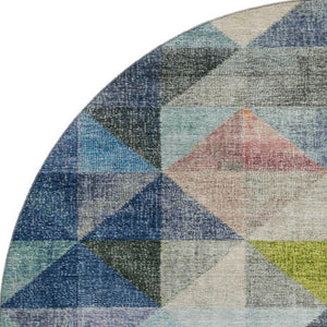 HomeRoots 8' X 10' Modern Beige Blue Orange Geometric Area Rug - Washable, UV Protected, Non-Slip Backing! 710733