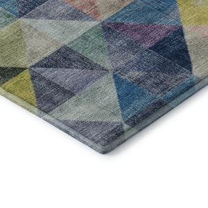 HomeRoots 9' X 12' Beige Blue Orange Geometric Area Rug - Washable, UV Protected, Durable for High-Traffic Homes 710734