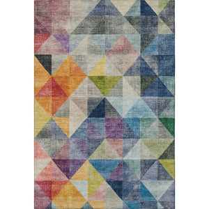 HomeRoots 10' X 14' Stylish Beige Geometric Area Rug with Blue & Orange Accents – Washable & UV Protected! 710735