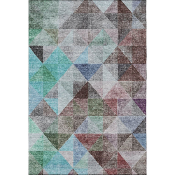 HomeRoots 8' Modern Geometric Washable Round Rug in Silver, Purple & Blue with UV Protection for Any Space 710738