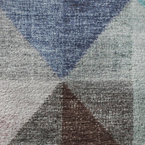 HomeRoots 8' X 10' Washable Area Rug in Silver, Purple & Blue Geometric Design with UV Protection & Durability 710739