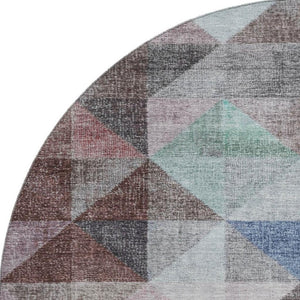 HomeRoots 8' X 10' Washable Area Rug in Silver, Purple & Blue Geometric Design with UV Protection & Durability 710739