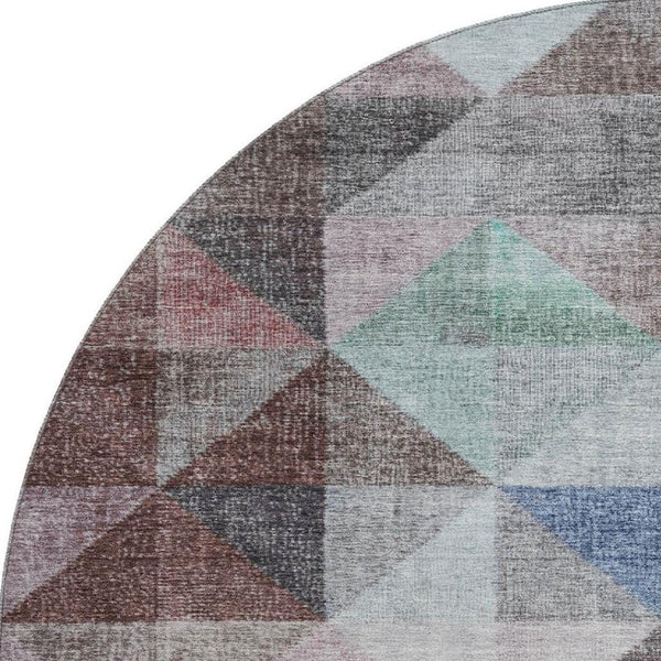 HomeRoots 8' X 10' Washable Area Rug in Silver, Purple & Blue Geometric Design with UV Protection & Durability 710739