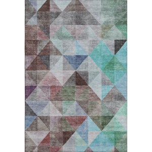 HomeRoots 10' Contemporary Silver Purple and Blue Geometric Area Rug - Washable, UV Protected, Durable Design 710741